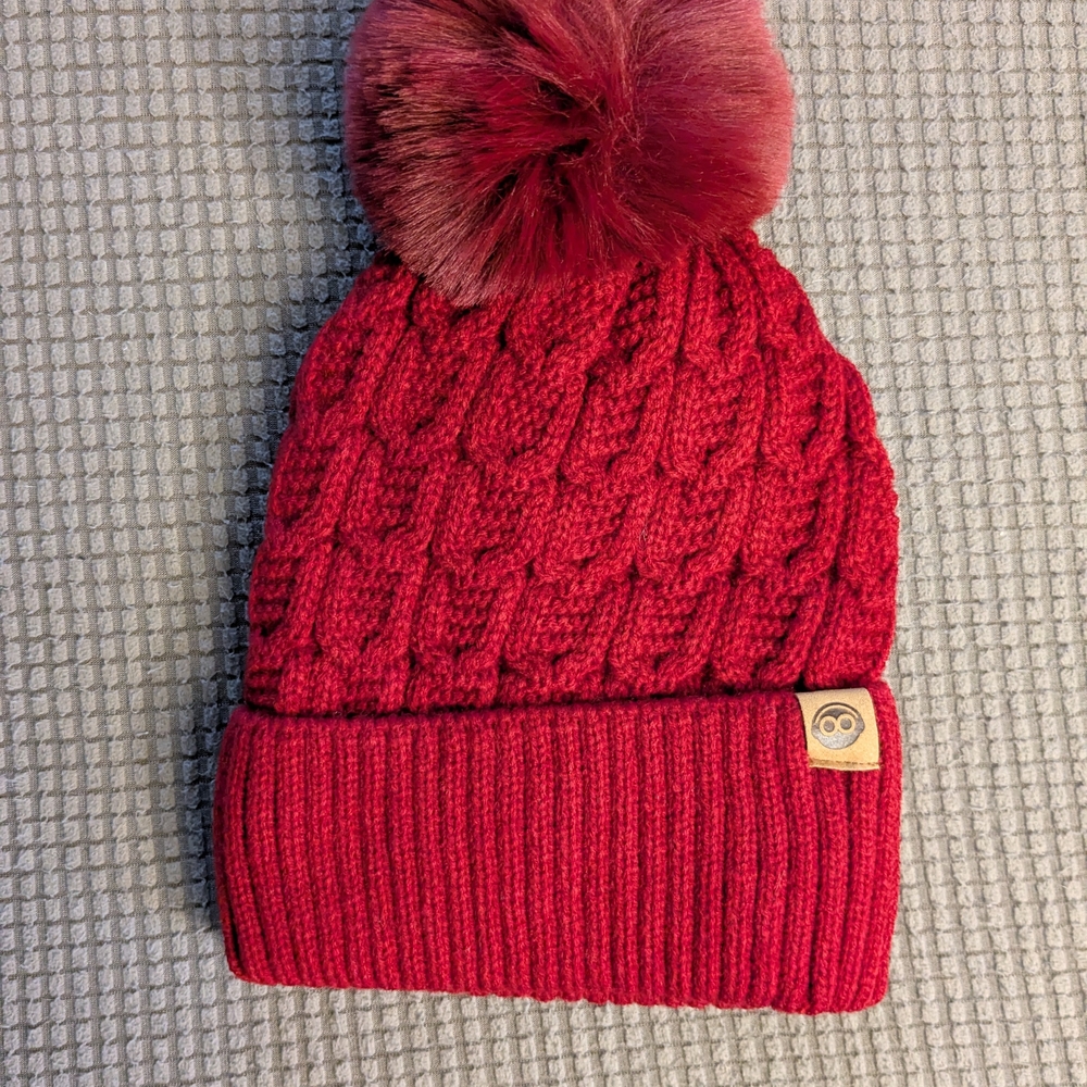 Cozy Red Knit Pom-Pom Beanie for Kids